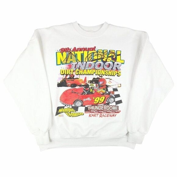 Vintage Indoor Auto Racing Sweatshirt Mens Size XL 90s 1999 Dirt Championships - Picture 1 of 7